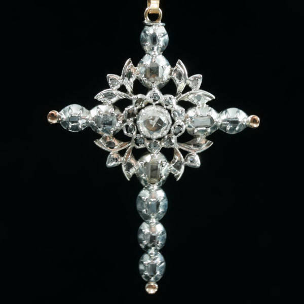 Antique diamond cross pendant table cut diamonds 18th century jewelry